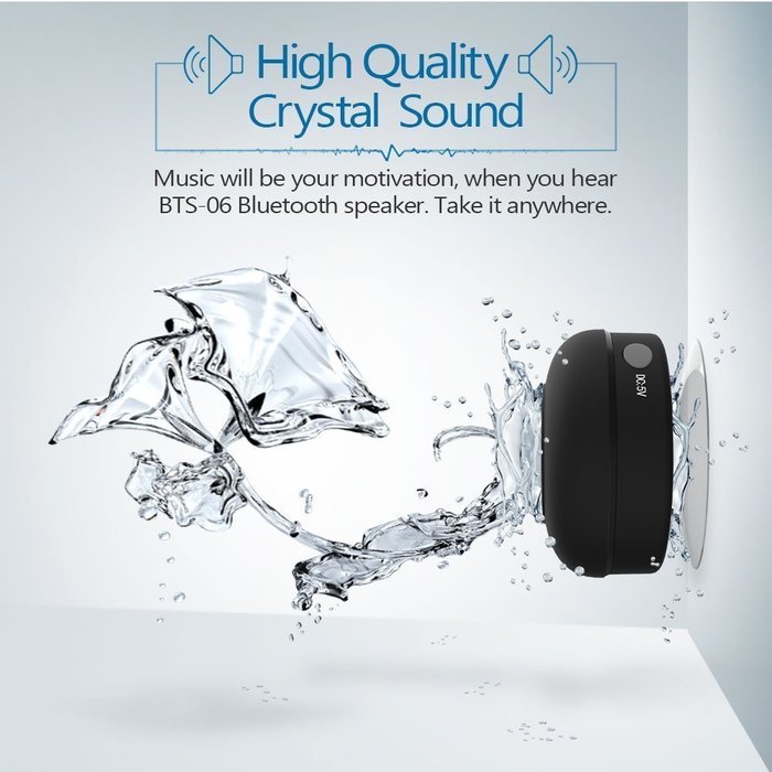 LEKOO Portable Shower Speaker Wireless Waterproof Bluetooth 3.0 Hands-free Speakerphone (Black) N3