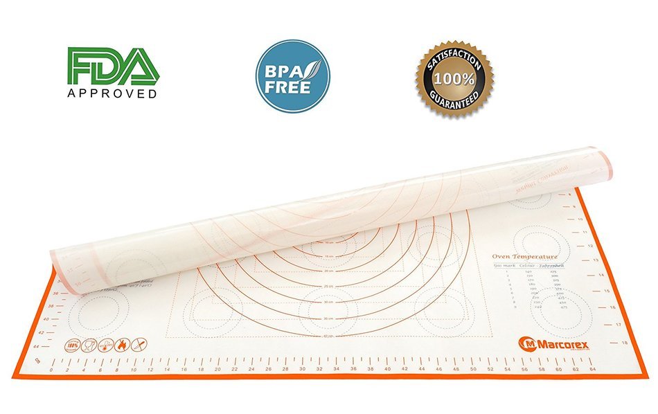 Extra Large Silicone Pastry Mat with Measurements and Conversion Charts, 29.6" x 20.5" Non-Stick Non-Slip, XL... N5