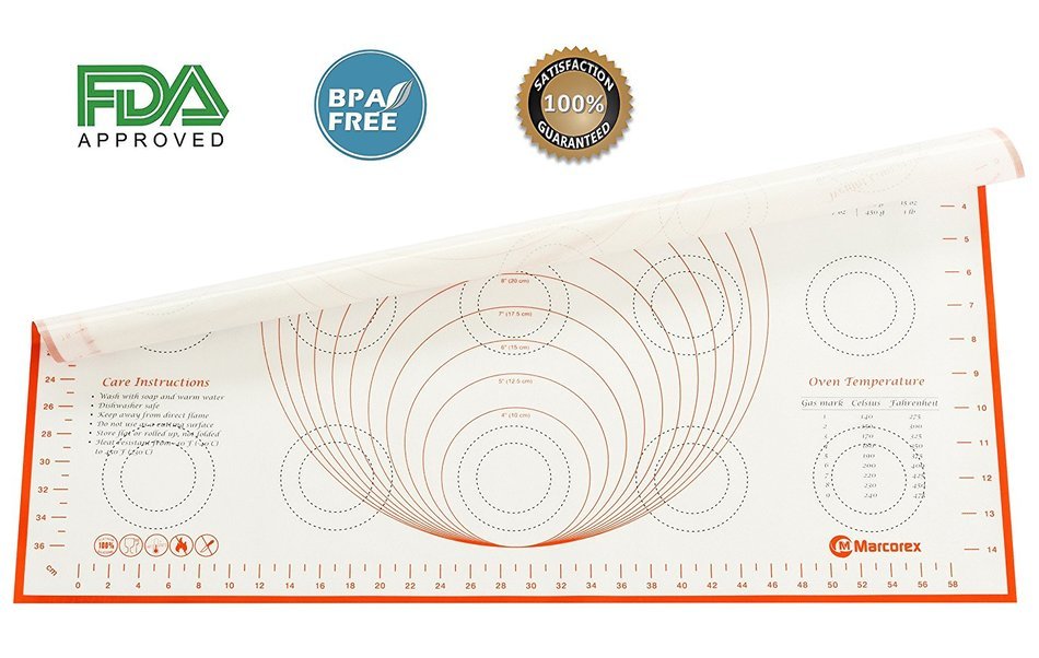 Extra Large Silicone Pastry Mat with Measurements and Conversion Charts, 29.6" x 20.5" Non-Stick Non-Slip, XL... N13