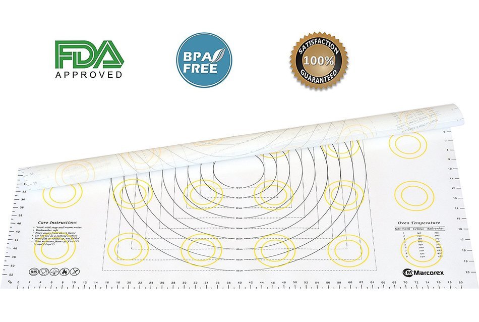 Extra Large Silicone Pastry Mat with Measurements and Conversion Charts, 29.6" x 20.5" Non-Stick Non-Slip, XL... N22