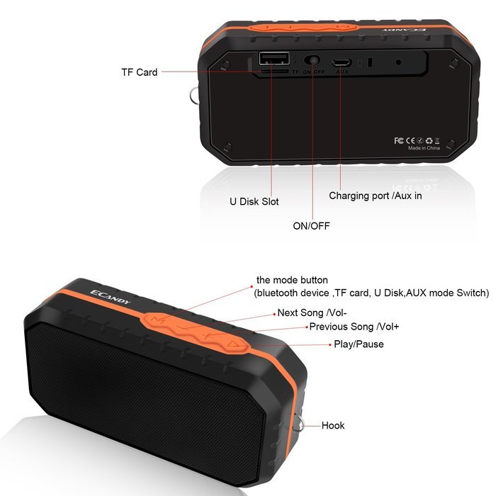 Ecandy Waterproof Wireless Speakers,Unbreak waterproof Shockproof Bluetooth Stereo Speakers,Outdoor Speakers for... N3