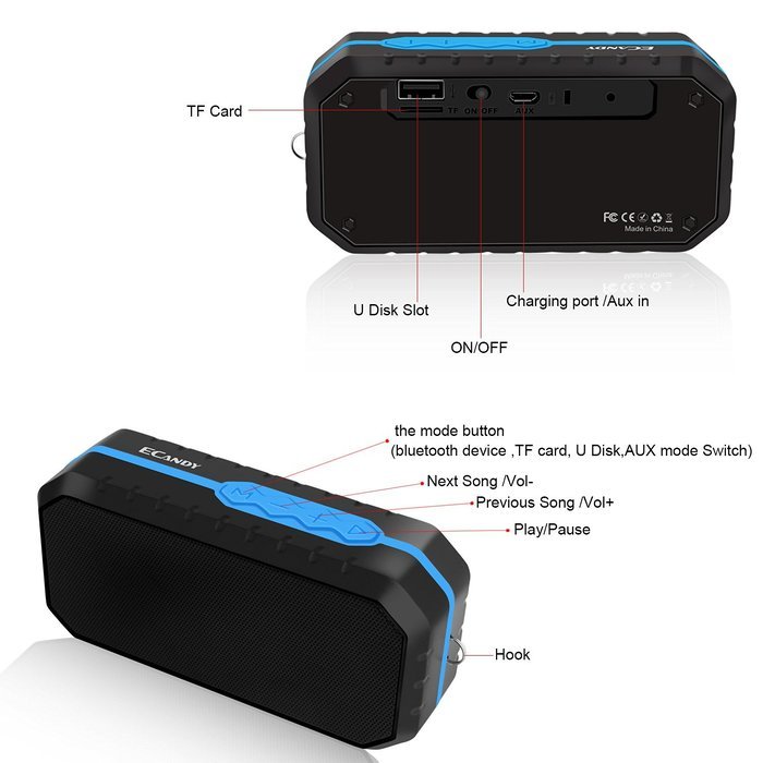 Ecandy Waterproof Wireless Speakers,Unbreak waterproof Shockproof Bluetooth Stereo Speakers,Outdoor Speakers for... N11