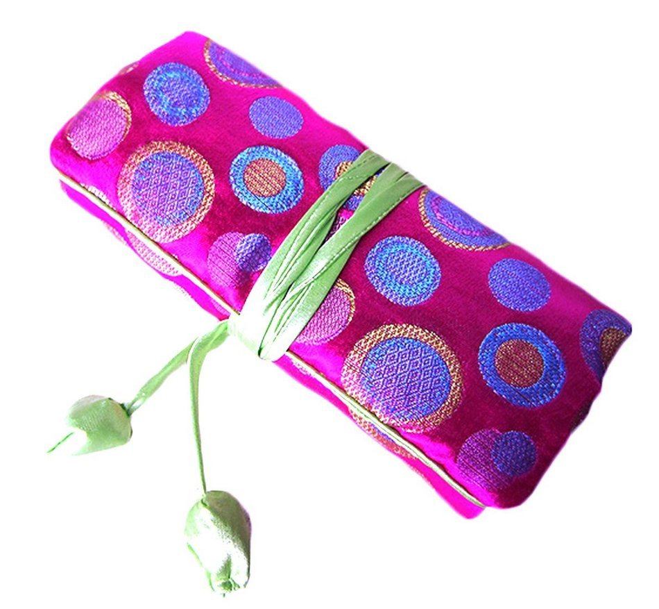 iSuperb&reg; Travel Jewelry Roll Polka Dot with Silk Embroidery Brocade Elegant and Bold Travel Jewelry Case (Polka... N7
