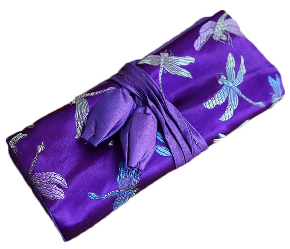 iSuperb&reg; Travel Jewelry Roll Polka Dot with Silk Embroidery Brocade Elegant and Bold Travel Jewelry Case (Polka... N8