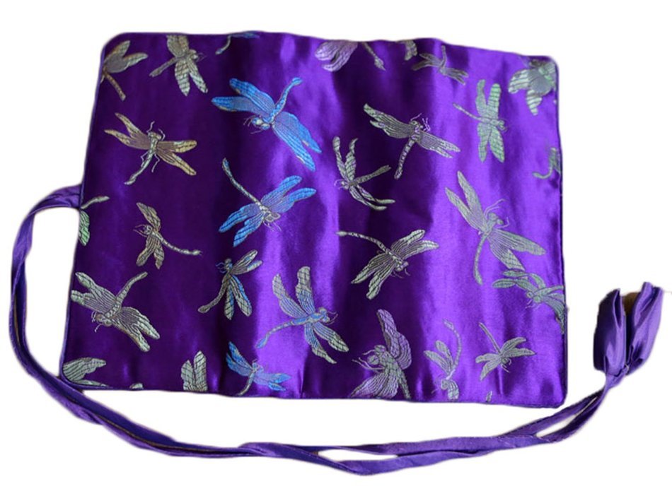 iSuperb&reg; Travel Jewelry Roll Polka Dot with Silk Embroidery Brocade Elegant and Bold Travel Jewelry Case (Polka... N9