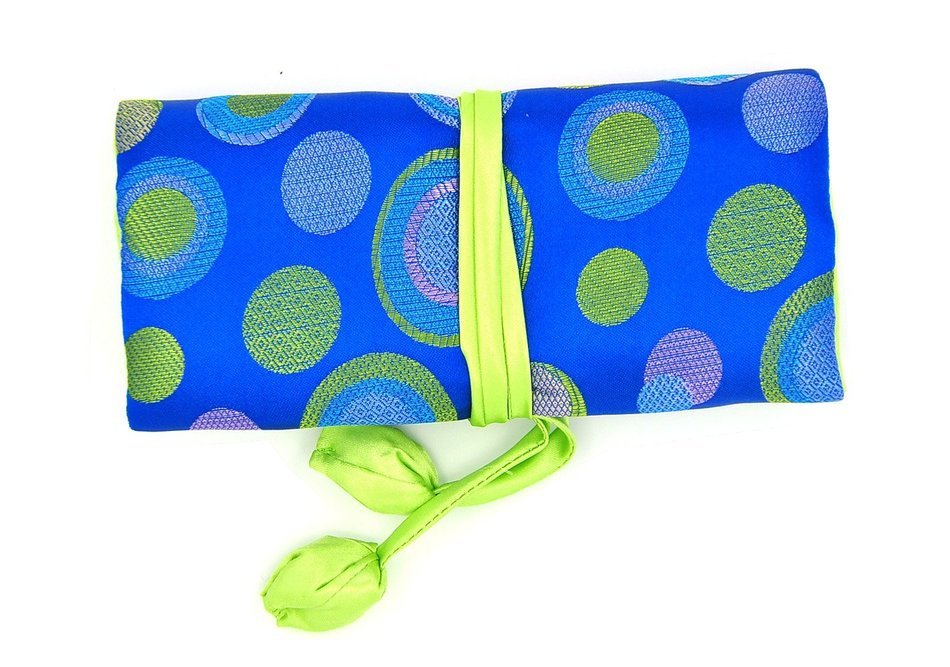 iSuperb&reg; Travel Jewelry Roll Polka Dot with Silk Embroidery Brocade Elegant and Bold Travel Jewelry Case (Polka... N13