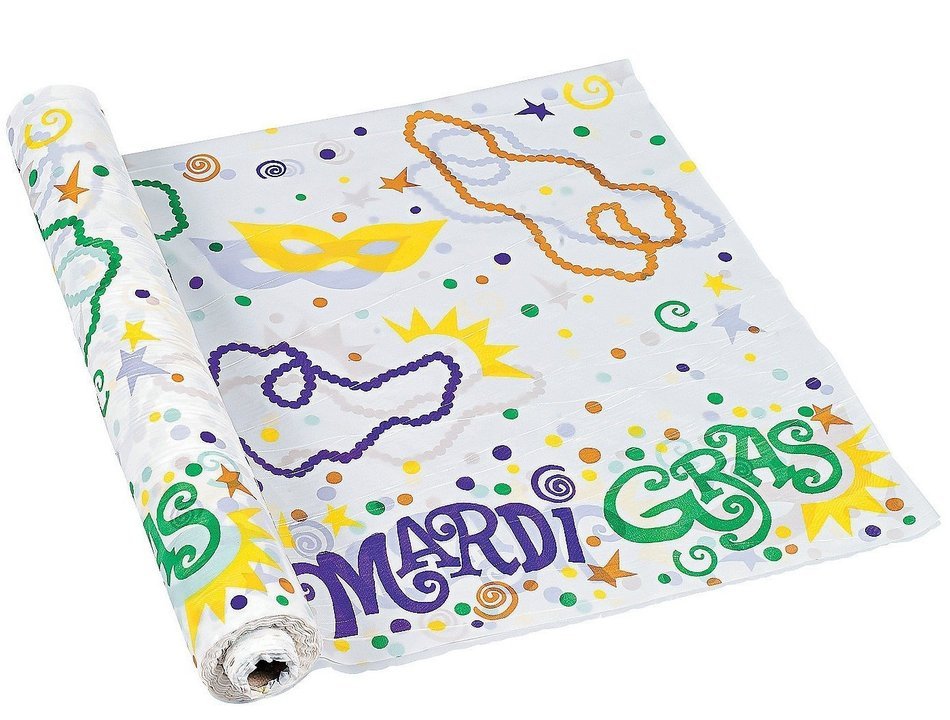 Mardi Gras Printed Banquet Roll (100 Ft. X 40")- Party Tableware & Table Covers