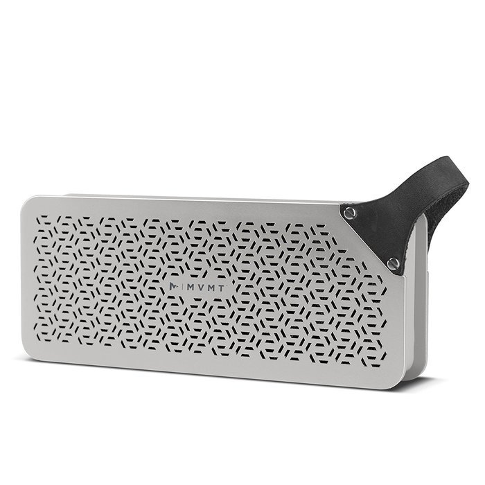 MVMT Nova Lightweight Portable Wireless Aluminum Bluetooth Speaker With Leather Strap (Silver)