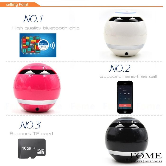 Wireless Bluetooth Speaker, FOME SPORTS|OUTDOORS Magic Ball GS009 Subwoofer Mini Round Hi-Fi Portable Multi-function... N4