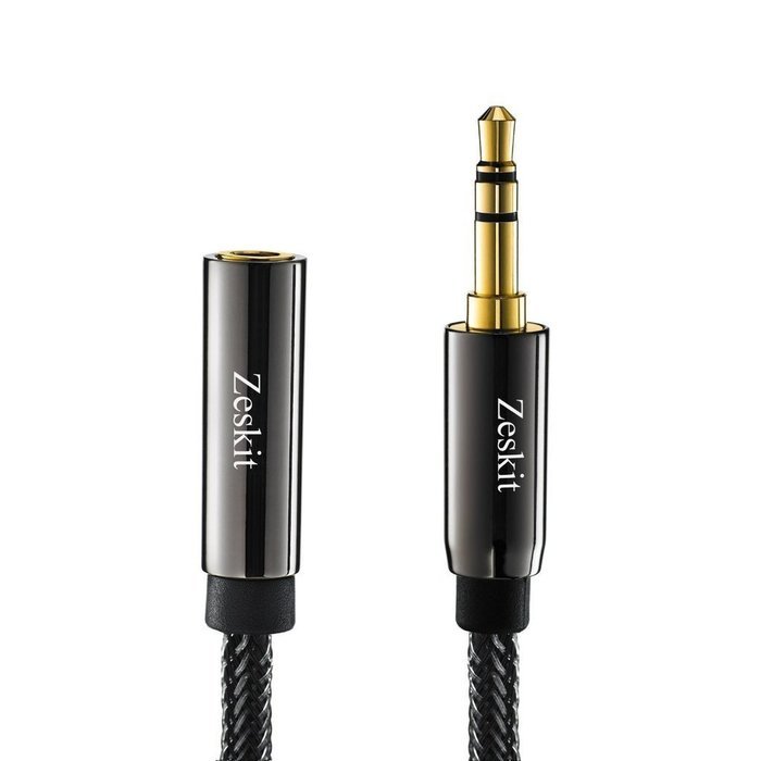 Zeskit 12&rsquo; Premium Audio Cable &mdash; 3.5mm, Braided Nylon Stereo Audio Cable (Male to Female) N3