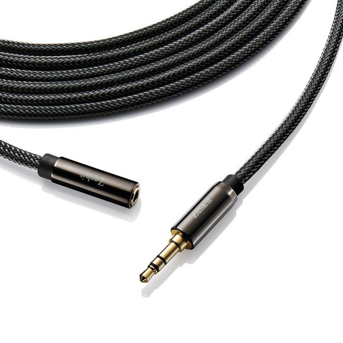Zeskit 12&rsquo; Premium Audio Cable &mdash; 3.5mm, Braided Nylon Stereo Audio Cable (Male to Female) N4