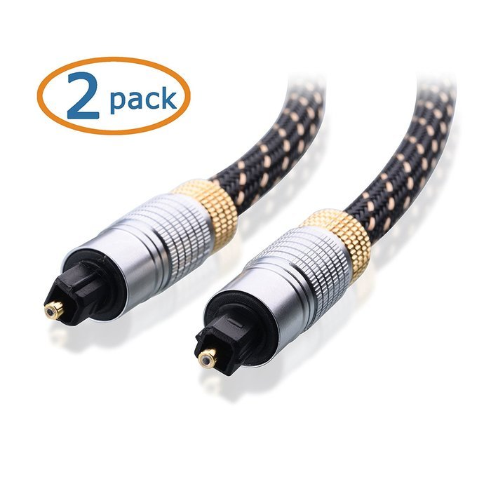 Cable Matters Gold Plated Toslink Digital Optical Audio Cable with Metal Connectors and Braided Jacket 6 Feet N6