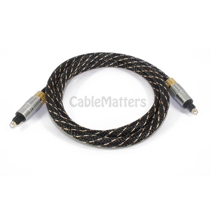 Cable Matters Gold Plated Toslink Digital Optical Audio Cable with Metal Connectors and Braided Jacket 6 Feet N13