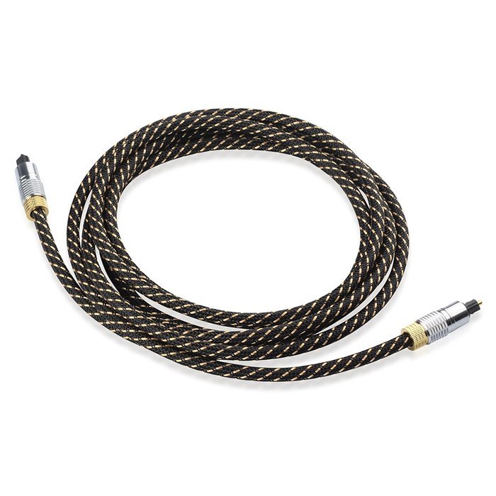 Cable Matters Gold Plated Toslink Digital Optical Audio Cable with Metal Connectors and Braided Jacket 6 Feet N25