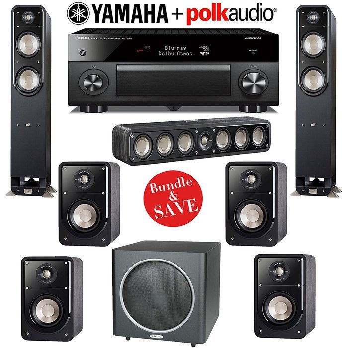 Yamaha RX-A2060BL AVENTAGE 9.2-Channel Network A/V Receiver + Polk Audio S55 + Polk Audio S35 + Polk Audio S15... N2