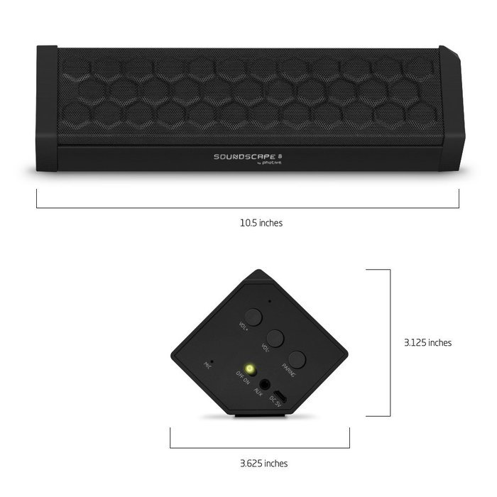 Photive SOUNDSCAPE 8 Powerful Portable Wireless Bluetooth Speaker with 8 Hour Battery and Built in Speakerphone... N3