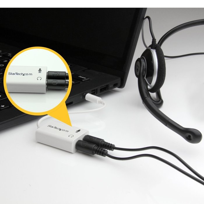 StarTech.com Headset adapter for headsets with separate headphone / microphone plugs - 3.5mm 4 position to 2x... N13