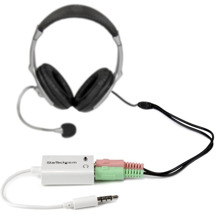 StarTech.com Headset adapter for headsets with separate headphone / microphone plugs - 3.5mm 4 position to 2x... N17