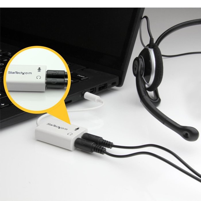 StarTech.com Headset adapter for headsets with separate headphone / microphone plugs - 3.5mm 4 position to 2x... N18