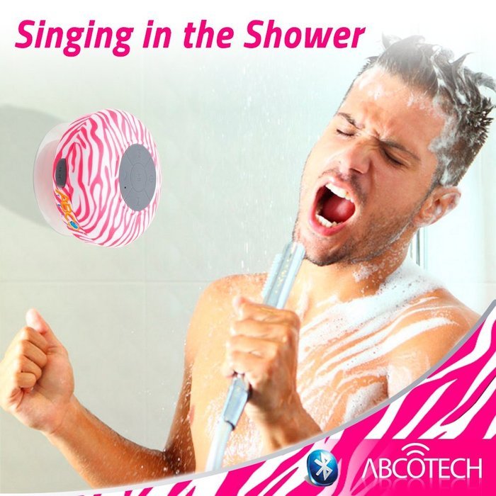 Abco Tech Water Resistant Wireless Bluetooth Shower Speaker with Suction Cup and Hands-Free Speakerphone, Aqua N8