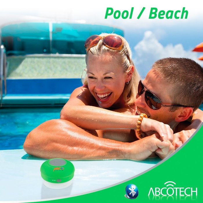 Abco Tech Water Resistant Wireless Bluetooth Shower Speaker with Suction Cup and Hands-Free Speakerphone, Aqua N18