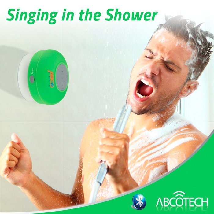 Abco Tech Water Resistant Wireless Bluetooth Shower Speaker with Suction Cup and Hands-Free Speakerphone, Aqua N21