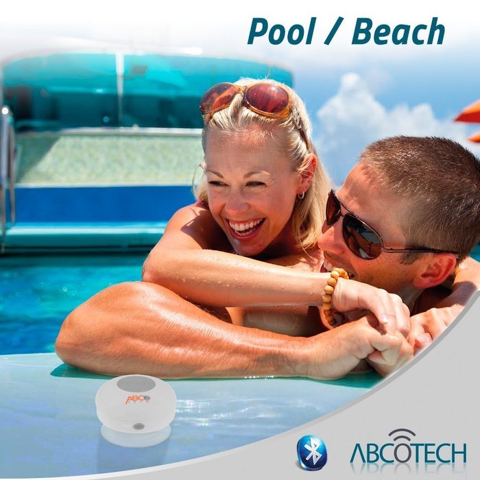 Abco Tech Water Resistant Wireless Bluetooth Shower Speaker with Suction Cup and Hands-Free Speakerphone, Aqua N38
