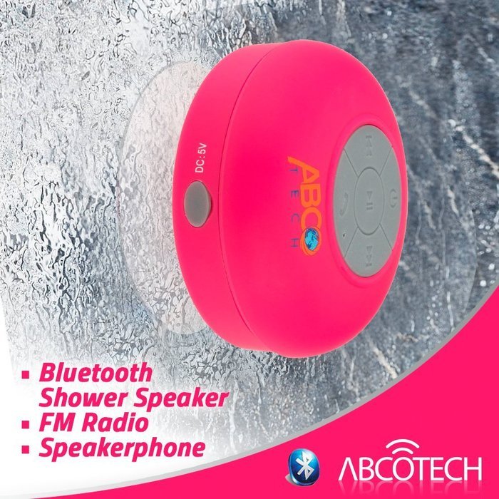Abco Tech Water Resistant Wireless Bluetooth Shower Speaker with Suction Cup and Hands-Free Speakerphone, Aqua N45