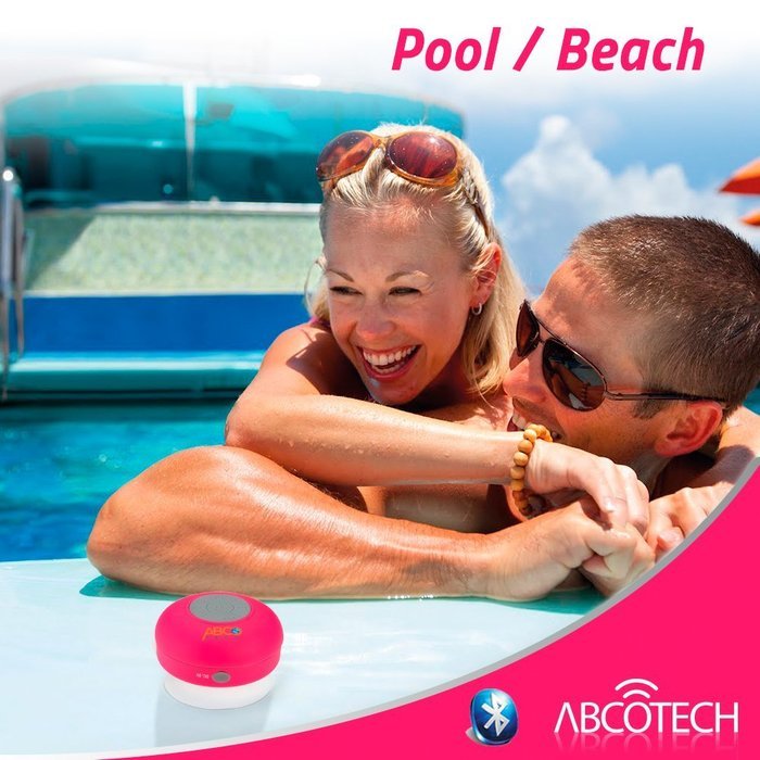 Abco Tech Water Resistant Wireless Bluetooth Shower Speaker with Suction Cup and Hands-Free Speakerphone, Aqua N47