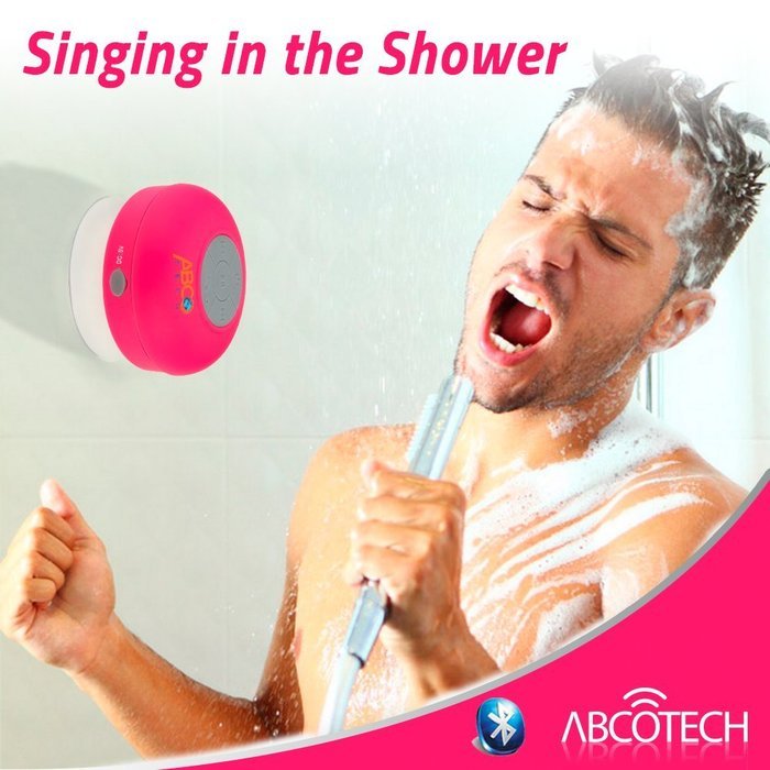 Abco Tech Water Resistant Wireless Bluetooth Shower Speaker with Suction Cup and Hands-Free Speakerphone, Aqua N50