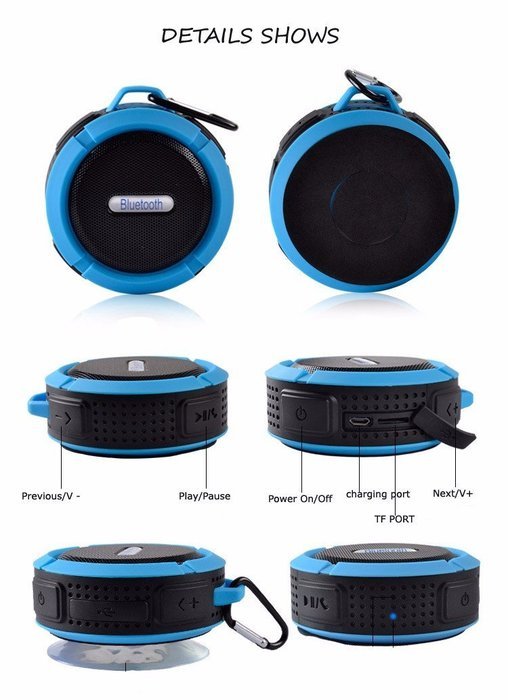 Fucan Wireless Bluetooth 3.0 Speaker， Waterproof Outdoor Bluetooth Speaker ,TF Wireless Music Loudspeaker Portable...