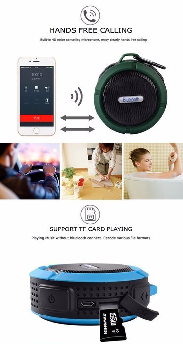 Fucan Wireless Bluetooth 3.0 Speaker， Waterproof Outdoor Bluetooth Speaker ,TF Wireless Music Loudspeaker Portable... N2