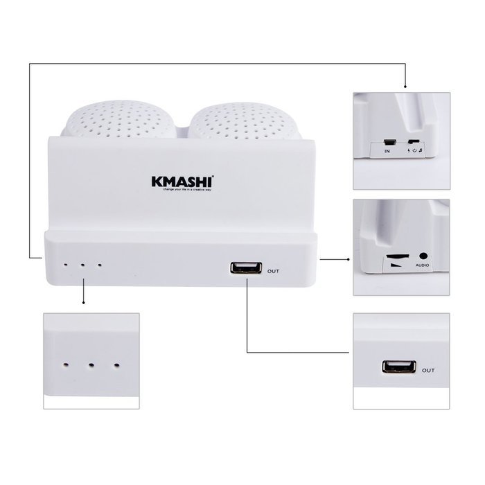Kmashi K-902 Stereo Wireless Bluetooth Speaker with Charging Cradle Dock with Built-in 2000mah Rechargeable Extended... N8