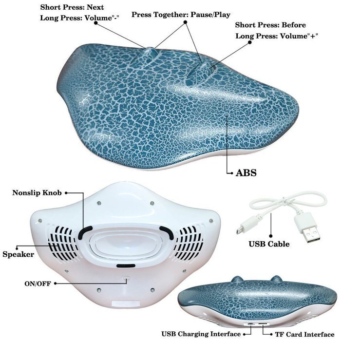 Tuohai Portable Devil Rays Smart Wireless Bluetooth Speaker with Dynamic LED Lights Support TF Card for iPhone... N6