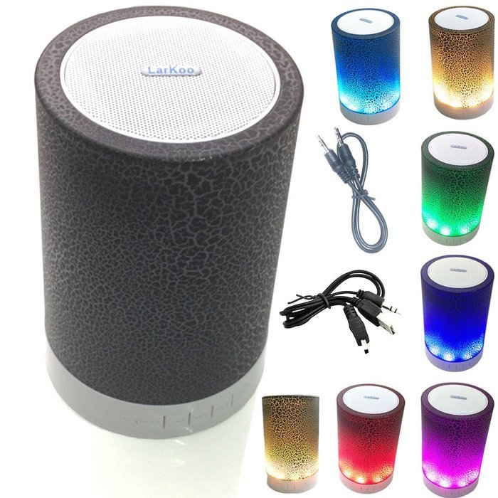 LarKoo Portable Wireless Bluetooth Speakers MP3 Players Audio withe color changing LED Night Light Atmosphere...