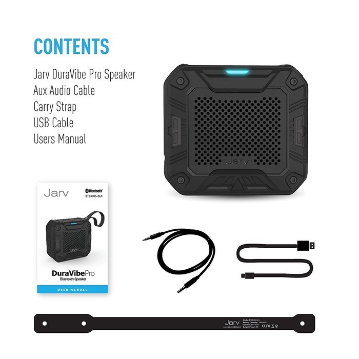 Jarv DuraVibe PRO Portable Bluetooth Speaker, Indoor/Outdoor/Shower Wireless Speaker, Water Resistant, Shockproof... N8