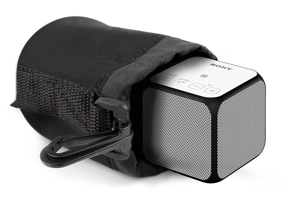 DURAGADGET Jet Black Neoprene Pouch Case in Size Small for Sony SRS-X11 Wireless Bluetooth Portable Speaker