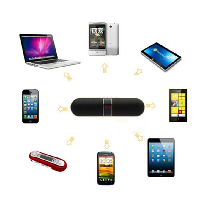Pill Portable shockproof Wireless Bluetooth Stereo Speaker，Built-in Mic, FM Radio, LED Display, 3.5 mm Audio Jack... N9