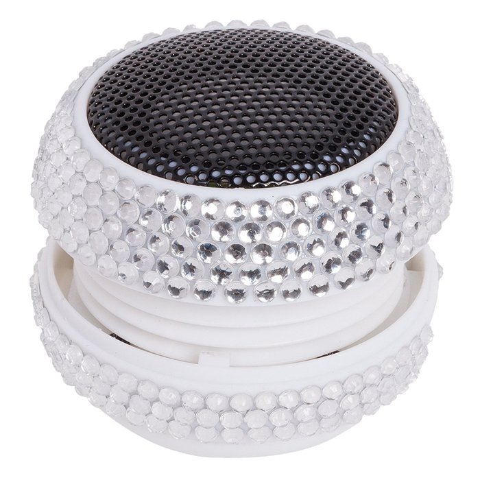 Crystal Mini Hamburger Capsule Speaker USB Rechargeable Portable Audio (Silver) N2