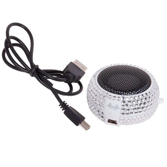 Crystal Mini Hamburger Capsule Speaker USB Rechargeable Portable Audio (Silver) N4