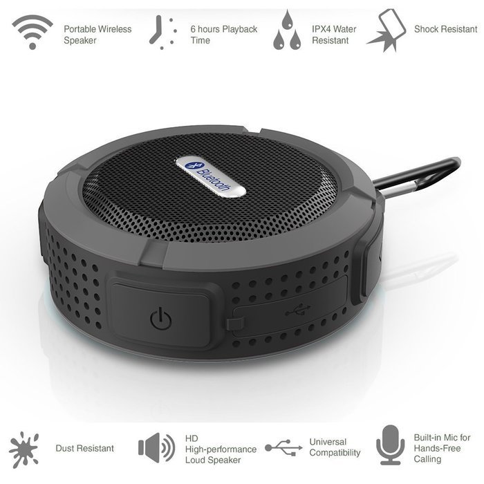 E-Zigo Outdoor Sport Bluetooth Speaker SplashProof & Shockproof Portable Shower HD Wireless speaker phone w/ Suction... N21