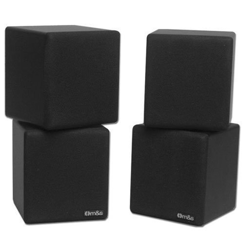 M&S Systems MNCXB Mini Dual cube Platinum Home Theater Speakers, Pair (Black)