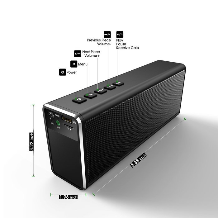 Arestech Stereo Bluetooth Speaker,Bluetooth 4.0 Strong Bass Dual Passive Subwoofer Portable Wireless Speaker,with... N3