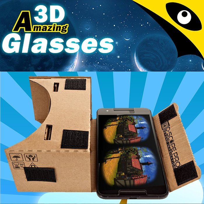D-scope Pro Google Cardboard Kit with Straps 3D Virtual Reality Compatible with Android & Apple Easy Setup Instructions... N4