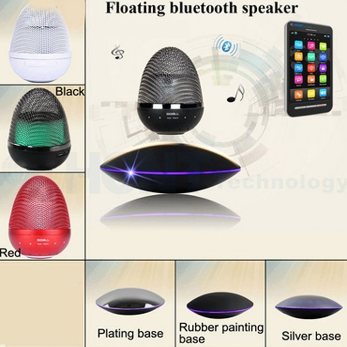 Aolyty Portable Wireless Floating Levitation Bluetooth Speaker Ellipse Egg Shape White N2