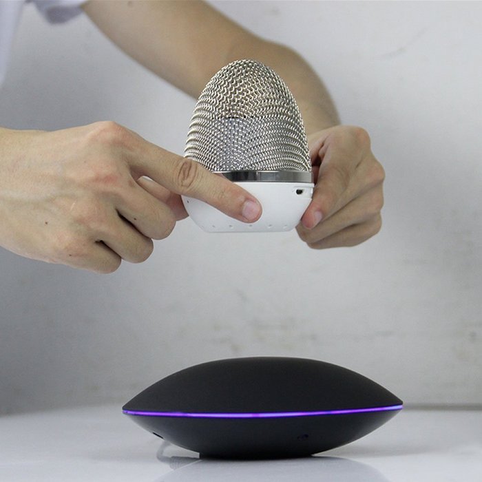Aolyty Portable Wireless Floating Levitation Bluetooth Speaker Ellipse Egg Shape White N4