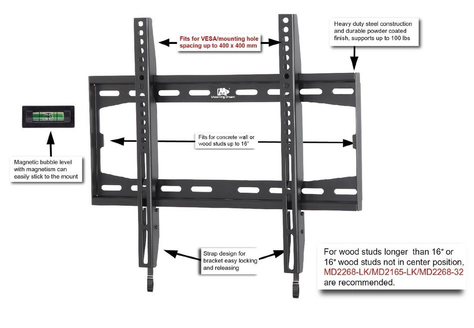 Mounting Dream MD2361-K TV Wall Mount Bracket for Most 26-55 Inch LED, LCD and Plasma TVs up to VESA 400 x 400mm... N2