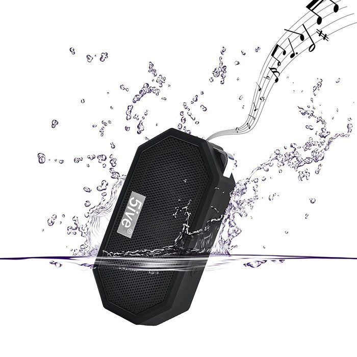 5ive Sport Rugged Outdoor & Shower Bluetooth 4.0 Speaker Portable Stereo IP65 Waterproof Speaker with Built-in...