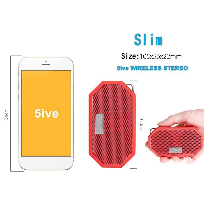 5ive Sport Rugged Outdoor & Shower Bluetooth 4.0 Speaker Portable Stereo IP65 Waterproof Speaker with Built-in... N12