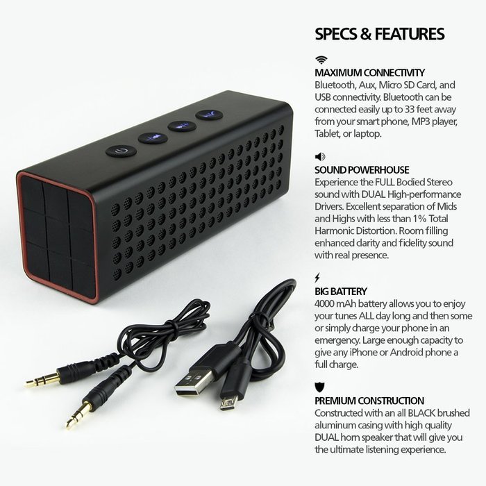 VOLUME & BASS Wireless Bluetooth Speaker 20W of Stereo Streaming Sound 18+ Hour Battery Life and Top Rated High-Def... N7